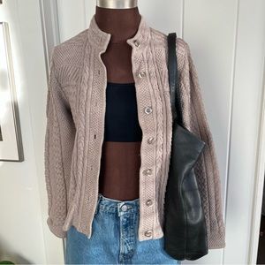 Vintage LL Bean cotton cable knit cardigan sweater